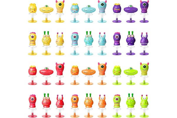 AMFUN 36Pcs Jouets Monstres Sauteurs, Petit Jouet à Ressort, Jouets De Lanceur De Ressort, Petit Jouet à Ressort pour Garçons & Filles, pour Les Cadeaux de fête, Les récompenses en Classe