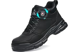 AOACOEBN Sicherheitsstiefel Herren Damen Sicherheitsschuhe Leicht Wasserdicht Arbeitsschuhe rutschfest Hoch Stahlkappenschuhe Arbeitsstiefel mit Drehverschluss
