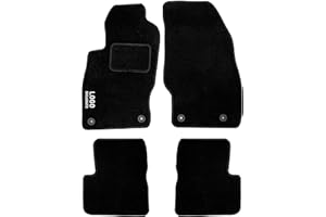 Rebeca Shop® Alfombrillas de coche compatibles para Corsa D | Alfombras moldeadas | De moqueta negra | Logotipo bordado talonera y clip de fijación (compatibles Corsa D)
