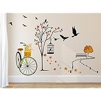 Amazon Brand - Solimo Wall Sticker for Living Room(Ride through Nature, ideal size on wall: 140 cm x 100 cm),Multicolour