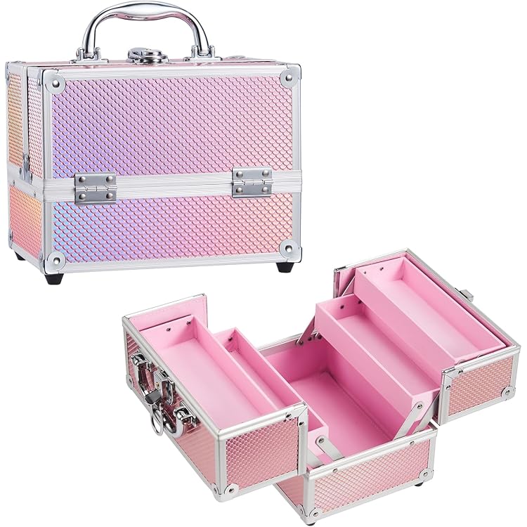 Bestland Kosmetikkoffer Aus PU-Leder – Doppelschichtig, Mit Spiegel, 27 X 22,5 X 17,5 Cm, Lila