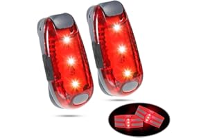ertlutw LED Sicherheitslicht, 2 Rote LED Blinklicht Schulranzen USB Aufladbar für Kinder Schulranzen Hunde Bergsteiger Nachtläufer Leuchtanhänger mit Batterien Clip Dauerlicht