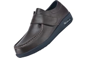 AEHO Scarpe Uomo Diabetici Pianta Larga Scarpe Uomo Ortopediche Mocassini in Pelle Extra Larghi Scarpe Uomo Casual con Strappo per Piedi Gonfi da Lavoro Larga,Marrone,46 EU