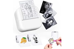 LABELCENTER Impresora Fotos Movil, Impresora Termica M02L, Mini impresora Portatil para Movil, Impresora Fotos, Impresora Pequeña, Impresora Pegatinas, Impresora Bluetooth, para Fotos, Lista, Nota, Blanco