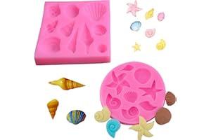 LEZED Stampo per Torte in Silicone a Forma di Conchiglia Fai da Te, Stampi in Silicone con Strumenti a Conchiglia, Stampi per Torte, Biscotti, Cioccolato, Sapone, Fondente, Caramella 2 Pezzi
