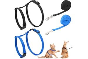 DASYUSUO 2Pcs Adjustable Cat Harness and Lead Set Escape Proof Cat Harness Adjustable Cat Harness and Leash Kitten Collar Escape Proof Chest Strap Belt for Kitten Puppy Indoor Outdoor Walking(Black&Blue)