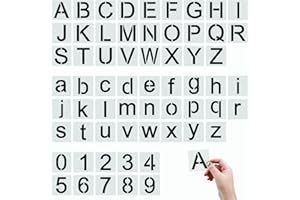 lyfLux - Set di 62 stencil con lettere e numeri, stencil alfabetici maiuscoli e minuscoli, riutilizzabili, adatti per decorazioni natalizie per porte e pareti, vetro, decorazione per la casa