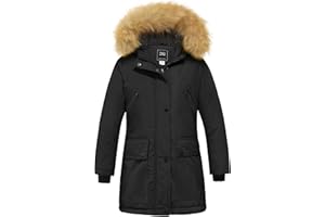 ZSHOW Cappotto Medio Lungo Invernale Caldo Parka con Cappuccio in Pelliccia Sintetica Giacca Imbottita Spessa Giubbotto Idrorepellente Bambina