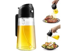 Yozexin Olive Oil Dispenser, Oil Spray Bottle, 2 in 1 Oil Sprayer for Cooking,15.8oz/470ml Premium Glass Oil Bottle, for Kitchen Cooking Air Fryer Roasting Salad Baking Grilling (Black)