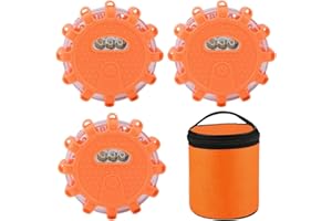 TAVADA 3 PCS Girophare led Vehicule,Gyrophare LED,Clignotant Routier LED Magnétique,Lampe d'Avertissement Clignotant Eclairage d'urgence Voiture pour Véhicule Remorqué,Camions,Accidents