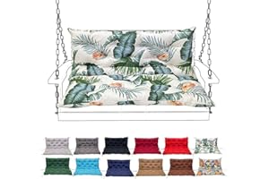 SDNAM Porch Swing Cushion with Backrest, Waterproof Bench Cushion for Outdoor Furniture, 2-3 Seater Replacement Thickened Swing Cushion with Ties,Patio,Outdoor,Backyard and Garden(#12,150X100CM/59X39IN)