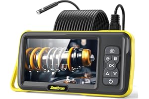 ZEALTRON Dual Lens Sewer Inspection Camera with 16.5FT Semi-Rigid Cable, 5"IPS Screen Endoscope Camera with Lights, 1080P Industrial Borescope, Flip screen with zoom capability.Waterproof Drain Pipe Tool.