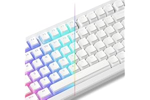 LQXQ Pudding PBT Keycaps, Clavier 100% 130 Touches, Touches Brillantes, Keyboard Custom Keycaps OEM Profile for 100%, 75%, 65%, 60% MX-stem Switch Keyboard - Blanc