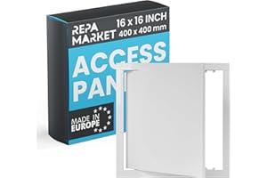 REPA MARKET 16" x 16" Inch / 400 x 400 mm White Access Panel Door Opening Flap Cover Plate - Plumbing, Electricity, Alarm Wall Access Panel for Drywall - Box Door Lock
