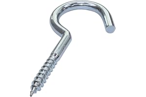 AERZETIX - C47873 - Lot de 10 pièces - crochet à visser à bois - Ø5.8x80mm - en acier zingué - bricolage - longueur sans corchet 44 mm