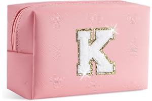 SEFORICO Small Makeup Bags for Women - Waterproof Leather Cosmetic Bag A-Z Personalized Bag Portable Travel Women's Purse