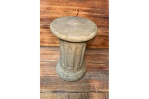 J AND L STONE ORNAMENTS Zewool Stone Garden Large Round Solid Heavy Plinth Column Pedestal Ornament, Off-White