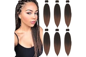 Xusuperb Short Pre Stretched Braiding Haare 20 Zoll Ombre Easy Braids Extensions Schwarz Braun Kanekalon Kunsthaar zum Einflechten 6 Packs Weiche Knotless Yaki-Textur Zöpfe Haarverlängerungen(T1B/30#)