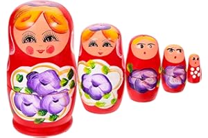NUOBESTY Wooden Russian Nesting Dolls Matryoshka Dolls Stacking Doll Toys for Halloween Christmas New Year Gifts