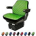 Binbir Trend Heavy Duty Tractor stoelhoes voor kasttractoren zonder hoofdsteun, stoelhoes voor John Deere tractor, camuflage-patroon, 8 kleuren (JD kleurenschema - groen leer - gele steken