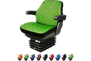 ‎BINBIR TREND Binbir Trend Strapazierfähiger Traktorsitzbezug für Schranktraktoren ohne Kopfstütze, Sitzbezug für John Deere Traktor, Camuflage-Muster, 8 Farben (JD-Farbschema – grünes Leder – gelbe Stiche)