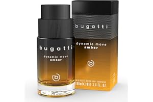 bugatti Parfum pour homme Dynamic Move Amber 100ml I Eau de Toilette fumé et chaud I combinaison sensuelle et puissante de cannelle, tabac et cypriol I Parfum pour homme, poudré, doux et épicé