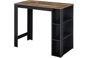 ‎[EN.CASA] [en.casa] Bartisch Danderyd Bistrotisch Esstisch 120 x 60 x 106 cm Küchentheke mit 3 Ablagefächern Stehtisch Bartheke für Esszimmer Wohnzimmer Küche Schwarz/Eiche, dunkel