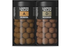 ‎LAKRIDS BY BÜLOW LAKRIDS BY BÜLOW - Geschenkbox - 2x295g - A (The Original) + D (Salt & Caramel) - Gourmet Lakritze umhüllt von Schokolade in hochwertiger Geschenkbox
