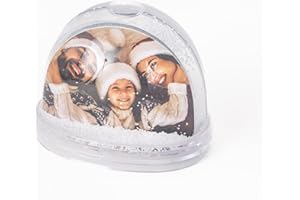 evelay Personalised Christmas Snow Globe Shaker Insert Add Your Own Photo Double Sided Xmas Gift Tabletop Display