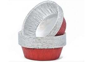 BAKERY DIRECT LTD Bakery Direct 50 Round Aluminium foil Pie foils/Dishes in 4 Colours! (Red/Silver)