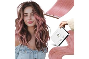 RUNATURE Extension Capelli Veri Biadesivo Rosa 30cm 10 Pezzi Extension Capelli Veri Adesive Rosa Chiaro Lisci Extension Biadesivo Capelli Veri 12 Pollice 20g #Pink