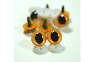 celloexpress Pack of 4 Pairs - CATS Orange Eyes with Plastic Backs - 18mm - Safety Eyes for Soft Toy or Teddy Bear Making