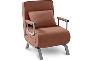 ‎MAKIKA Makika TED 3-in-1 Sofa Bed with Armrests - Bed Function - Adjustable Backrest - Includes Pillow - Up to 200 kg - Folding Chair Recliner Sofa Bed Folding Bed Guest Bed Living Room Brown