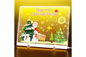 weiclianhp Tableau Acrylique Lumineux LED 30x20 cm avec 7 Couleurs Stylo – Tableau d’Écriture Transparent Essuyable avec Support, Mémo et Bloc-Notes pour Maison et Bureauv