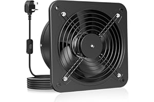 HG Power 250mm Kitchen Extractor Fan 1680m³/h | Quiet Wall Ventilation Fan with On/Off Switch, UK Plug, Exhaust Fan with Backdraft Damper for Bathroom, Kitchen, Garage – Black