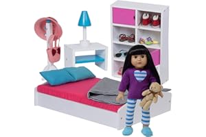 The New York Doll Collection Baby Dolls Bed & Bedroom Set Fits for 18 inch / 46cm Dolls - Dolls Crib - Toys Wooden Doll Bed Furniture