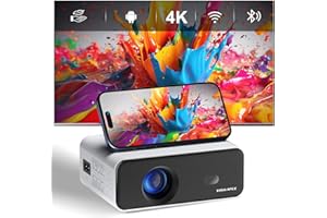 2025 Upgraded Smart Mini Projector - Auto Keystone, Electric Focus, 4K Video Supported, WiFi 6, Bluetooth 5.2, Android 11 TV, Phone Control - Visulapex Portable Home Cinema for Indoor & Outdoor