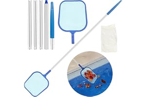 AUTUTER Pool Kescher, Kescher Pool Feinmaschig Robuster Poolkescher Feinmaschig mit Stab mit 1 Skimmersocke für Pools Wellnesszentren Teiche Springbrunnen Usw.