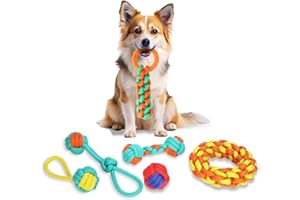 Aitmexcn 6 Pack Puppy Toys for Teething, Entertainment & Interaction, Puppy Chew Toys Pack with Rope Toy, Durable Dog Toys for Small Dogs Play and Training