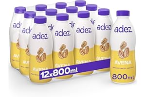 AdeZ Avena – 12 Bottiglie da 800ml, Bevanda Vegetale all’Avena, Contiene Naturalmente Zuccheri, con Calcio e Vitamine D e B12