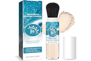 EONFAVE Mineralny puder przeciwsłoneczny, SPF 50, matowy, z pędzlem, kontrola oleju i trwały, wodoodporny, lekki i oddychający, odpowiedni do wszystkich rodzajów skóry