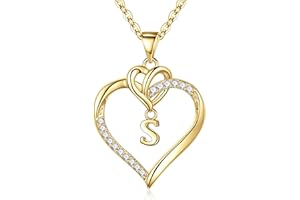TINGN Collane con Iniziali a Cuore per Donne Ragazze, Collana con Ciondolo a Cuore Iniziale A-Z Placcato in Oro 14K Collana con Ciondolo a Cuore Delicato per Donne Ragazze Adolescenti Gioielli Regali
