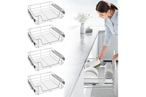 TRMLBE Juego de 4 Cajones Telescópicos 60cm Cajón Cocina Armario Organizador Armario Tirador Dormitorio Cajón Estante Cocina con Guías Carga Máx 20kg