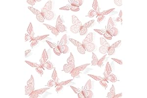 UCLEVER 48pcs 3D Butterfly Wall Stickers Pink Removable 4 Style 3 Sizes for Bedrooms Festival Party Decorations (Pink)
