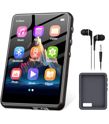 Lecteur MP3 Bluetooth 5.0 64 Go Avec écran Tactile 5" - Radio FM, Appareil Photo 16 MP, WiFi - Compatible Android, Fichiers Audio/vidéo