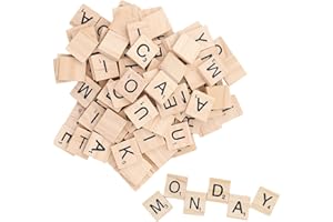 GZYULAN 100 Stück Holzbuchstaben,Holzbuchstaben Scrabble,Buchstaben Holz,Holzbuchstaben Klein,Scrabble Buchstaben Holz,A Bis Z,mit Zahlen,für Basteln,Buchstabieren,Geschenk,Lernen,20 x 18 x 4mm