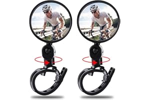 JUINGIO 2 Pezzi Specchietto Retrovisore Bici, 360° Ruotabile HD Ciclismo retrovisori Specchietto per Bicicletteper Mountain Bike Ciclismo Bici
