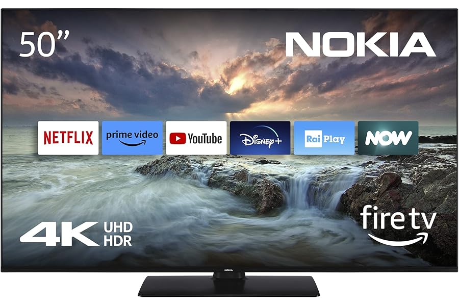 Nokia 50 Inch 126 cm Fire TV, 4K UHD, WLAN, HDR, Triple Tuner DVB-C/S2/T2, Netflix, Prime Video, YouTube, Disney+, UN50AV310I