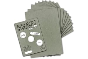 NEUSER PAPIER Neuser Paper Lot de 50 feuilles de papier kraft vintage Gris Format A5 21 x 14,8 cm 240 g/m² Papier recyclé 100 % écologique Carton unique