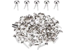 SHENLONG 100pcs Split Pins,Round Flower Drawing Pins,Metal Paper Fasteners Mini Brads,8x17mm Round Scrapbooking Brads Split Pins,Round Head Brads Split Pins for DIY Paper Crafts Scrapbooking(Silver)